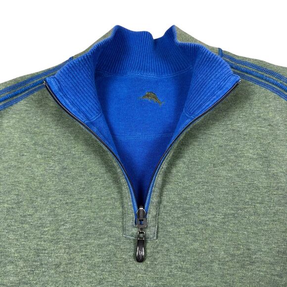 Tommy Bahama Sweater 1/4 Zip Reversible Contrast Stitch Outdoor Activewear - Picture 2 of 12
